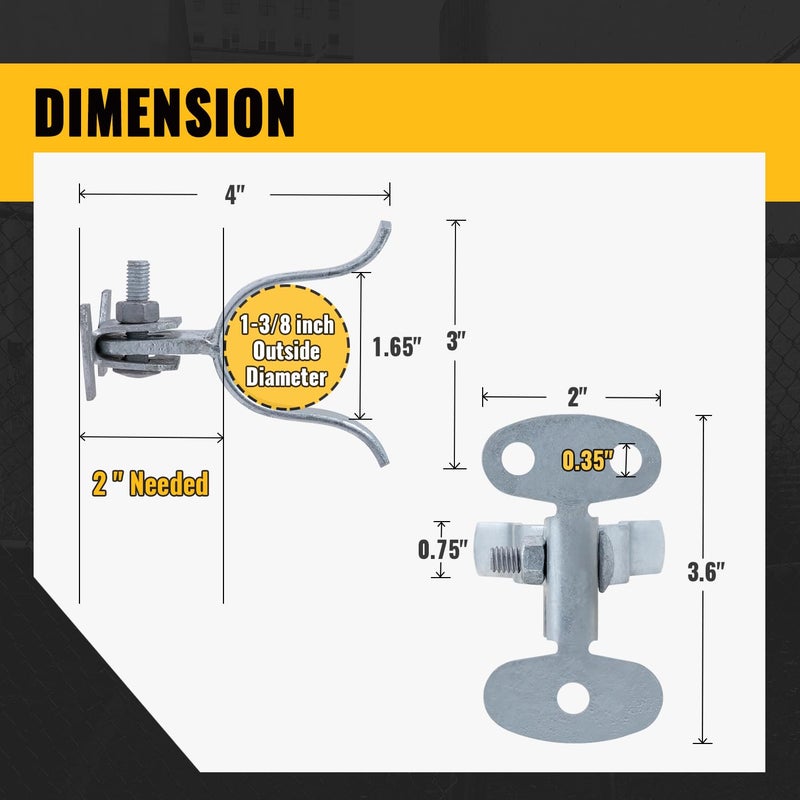 VIVIDA 1-3/8"" Wall Mount Latch, Chain Link Fence Flat Back Gate Latch for 1-3/8"" Gate Frame, Galvanized Steel, with Padlock Hole, Mounts to Wooden Fence Post or Wall, 2 PCS - Image 2